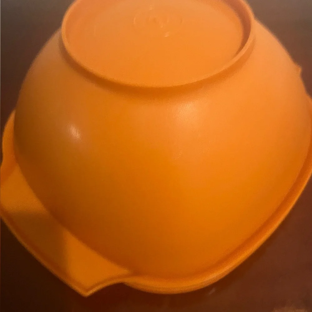 Vintage Tupperware Orange Servalier Bowl with Lid • Retro Kitchen Storage •